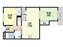 グリーンハイム千里2 2LDKの間取図画像