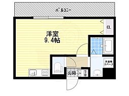 ロイヤルクイーンズパーク吹田 1Kの間取図画像