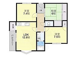 千里月見ケ丘ハイツE棟 3LDKの間取図画像
