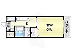 ヴィラほった2 1Kの間取図画像
