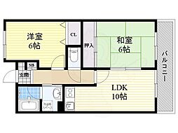 山田マンションビューテラス 2LDKの間取図画像