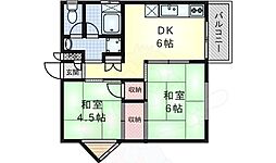 いかはなハイツA棟 2DKの間取図画像