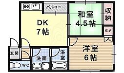 ハイム大商2 2DKの間取図画像