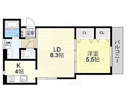 クリエオール別府 1LDKの間取図画像