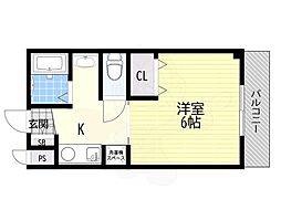 ルミナス岸部 ワンルームの間取図画像