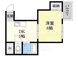 エヴリィワン 1DKの間取図画像