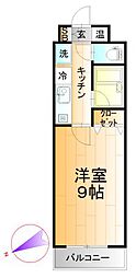 リバーウエストハヤマ 1Kの間取図画像