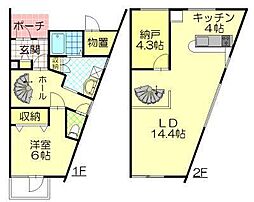 風の清澄B 1SLDKの間取図画像