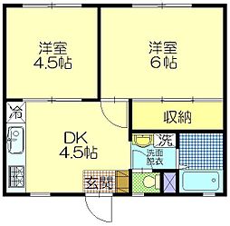パナハイツタカナオ2 2DKの間取図画像