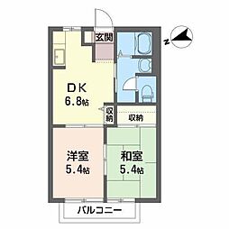 ペガサス勝平台 2DKの間取図画像