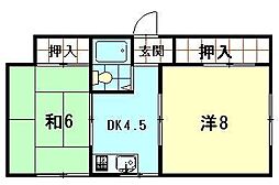 レジデンス山王 2DKの間取図画像