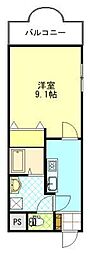 グランデール東通 1Kの間取図画像