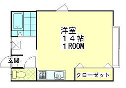 コーポアップル2 ワンルームの間取図画像
