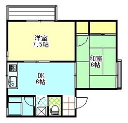 コーポニュー田尻沢 2DKの間取図画像
