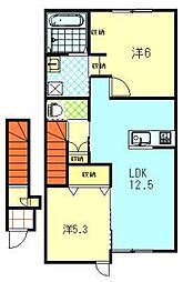 メゾン・ド・春みづき F棟 2LDKの間取図画像
