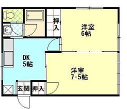 ケセラセラ 2DKの間取図画像