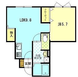 E-WINDI 1LDKの間取図画像