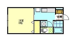 モアメーム東通 1Kの間取図画像