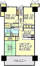 サーパス秋田駅前 3LDKの間取図画像