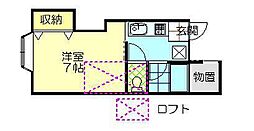 アーバンパレス新田 1Kの間取図画像