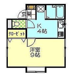 メゾンドペルル3 1Kの間取図画像