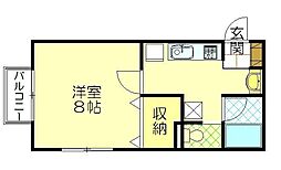 コーポささき2 1Kの間取図画像