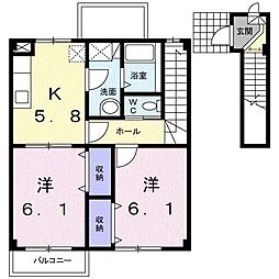 エーデル 2Kの間取図画像