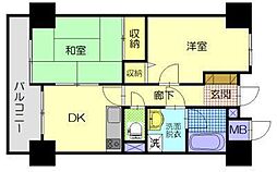 トーカンマンション中通 2DKの間取図画像
