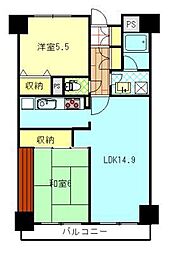 グリーンキャピタル南大通 2LDKの間取図画像