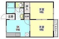 フェアステージEast 2DKの間取図画像