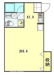 コーポラス手形 ワンルームの間取図画像
