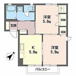 エスポワールA 2Kの間取図画像