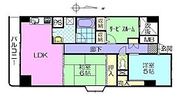 ロワイヤルユウ中通 2SLDKの間取図画像