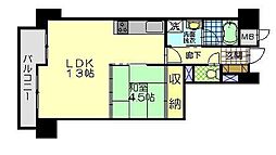 トーカンマンション中通 1LDKの間取図画像