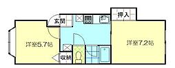アーバンハイツ港南D 2Kの間取図画像