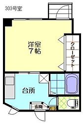 シーエーマンション 1DKの間取図画像