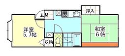 アーバンハイツ港南E 2Kの間取図画像