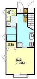 オンフィールド新屋 1Kの間取図画像
