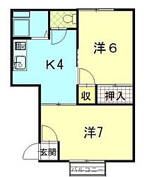 タウニィフォルム 2Kの間取図画像