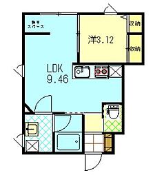 アーバンシティ山王I棟 1LDKの間取図画像