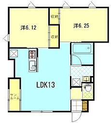 アーバンシティ山王II棟 2LDKの間取図画像