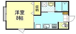 八橋フラット 1Kの間取図画像