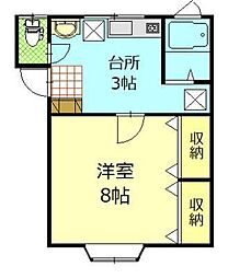グリーンパーク千秋B 1Kの間取図画像