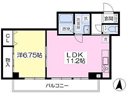 グランドゥール太陽2 1LDKの間取図画像