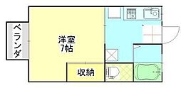 サンハイツ御野場 1Kの間取図画像