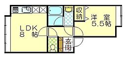 リポーズウイングクロキ3 1LDKの間取図画像