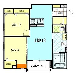セレーノ八橋 2LDKの間取図画像
