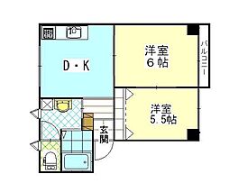 CAハイツ天王 2DKの間取図画像