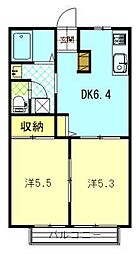 ア・レストコア 2DKの間取図画像