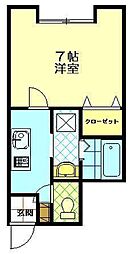 BelleLead-K3 1Kの間取図画像